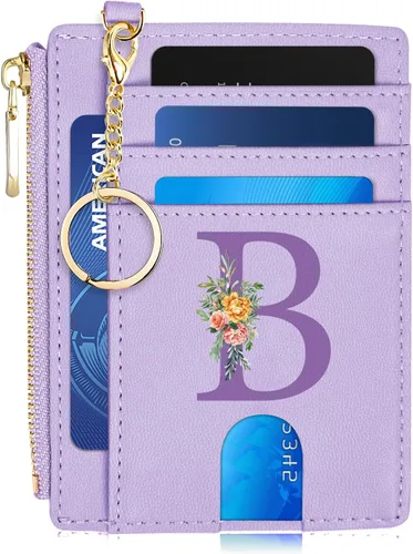 Vista 32 de Tarjetero para mujer minimalista y delgado con bolsillo frontal, bloqueo RFID, cartera compacta con ventana para identificación y bolsillo