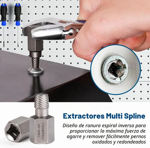 Vista 7 de Juego de 39 piezas de extractor de pernos y kit de brocas, extractores de tornillos de splines múltiples, juego de zócalos de extracción fácil