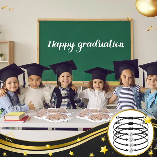 Vista 5 de Tondiamo 30 pulseras de cruz 2025 a granel clase de 2025, regalos de graduación, pulseras de amistad a distancia con tarjeta y bolsa de organza