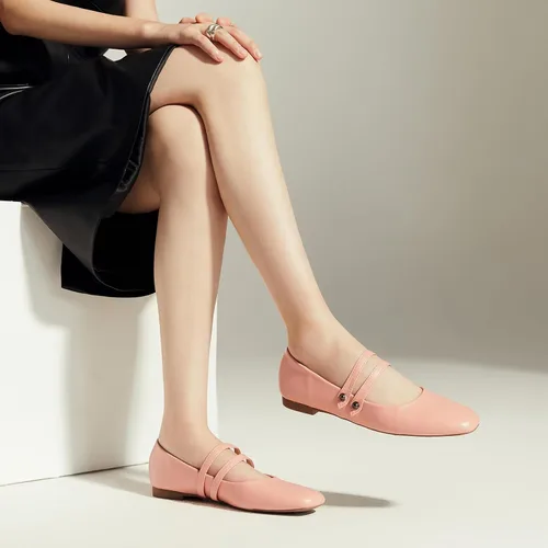 Vista 5 de C.Paravano - Zapatos de cuero tipo Mary Jane para mujer, planos, de punta cuadrada