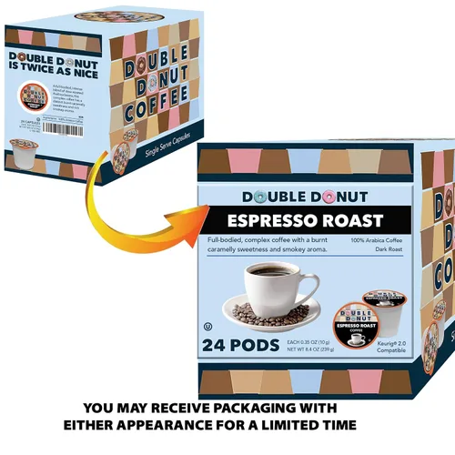 Vista 38 de Double Donut Coffee Cápsulas de Café Half Caff, Cápsulas de Café de Media Cafeína de Porción Individual para Cafeteras Keurig K Cup, Tostado Medio