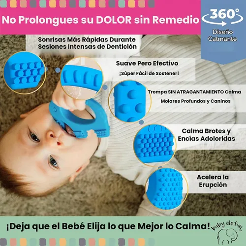 Vista 2 de Juguetes de dentición Baby Elefun para bebés 5X Alivio del dolor Sin retraso 0-6 meses Azul 34-38 Azul