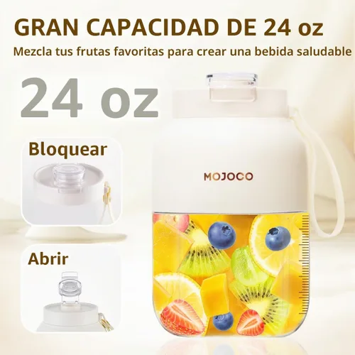 Vista 4 de Mojoco Batidora Portátil de Batidos - Licuadora Personal de 24oz para Batidos y Licúes - Batidora de Jugo Inalámbrica/Recargable con Cuchilla