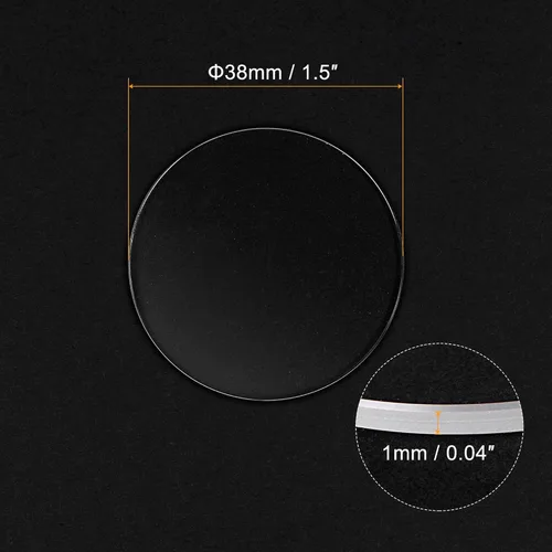 Vista 2 de uxcell 1.496 in Dia. Reloj cristal de zafiro lente cristalina, redondo plano 0.039 in espesor piezas de repuesto para relojero reparación