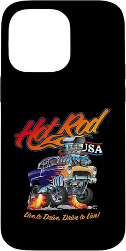Vista 21 de Hotrod USA Design Classic Retro Muscle Car Dragster Cartoon Case for iPhone 17
