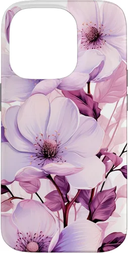 Vista 17 de Funda para iPhone 17, diseño de flores de magnolia rosa y morado lavanda