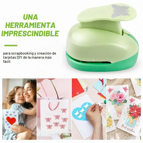 Vista 5 de UCEC Perforadora de mariposa de 1 pulgada, perforadores de papel para manualidades, perforadora de palanca hecha a mano, forma de agujero
