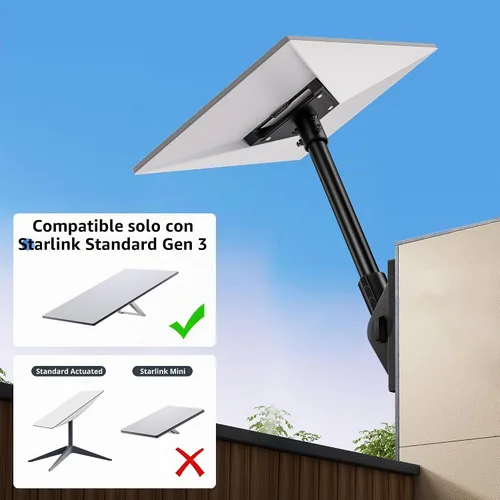 Vista 2 de UBeesize Starlink Gen 3 Mount, Starlink Kit de montaje en poste para antena parabólica estándar Gen 3, soportes de techo StarLink ajustables Gen3