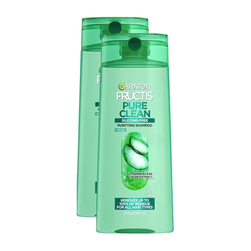 Vista 3 de Garnier Fructis Pure Clean Champú purificador, sin silicona, 22 onzas líquidas, 2 unidades (el embalaje puede variar)