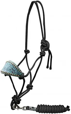 Vista 3 de Showman Bronc Style Nylon Cuerda Halter w/Filigrana Imprimir Noseband