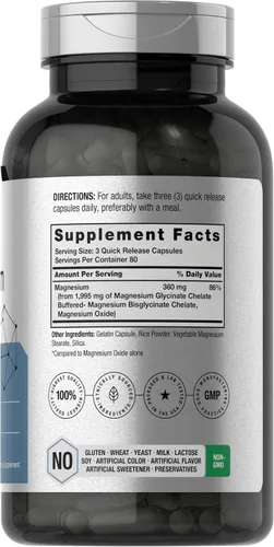Vista 2 de Horbäach Magnesio quelado 360 mg 240 cápsulas Suplemento sin OMG y sin gluten