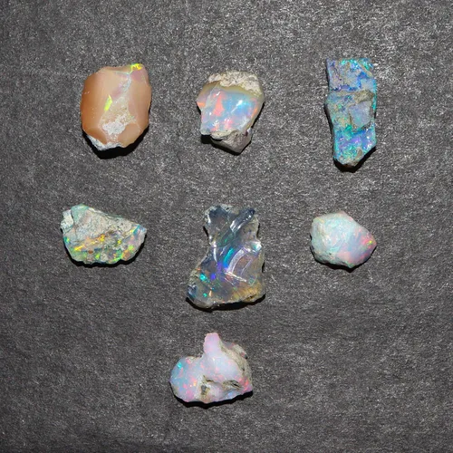 Vista 5 de InfinityGemsArt Ópalo en bruto, 7 piezas de piedra natural de ópalo etíope crudo mixto, piedras preciosas de cristales, suministro de fabricación