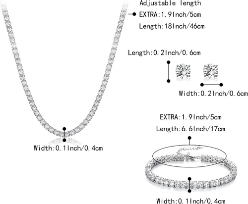 Vista 5 de BriLove Conjunto de aretes colgantes para mujer, diseño de lágrima y circonita cúbica, 8 unidades, collar en Y, collar en Y, Zirconia cúbica Latón