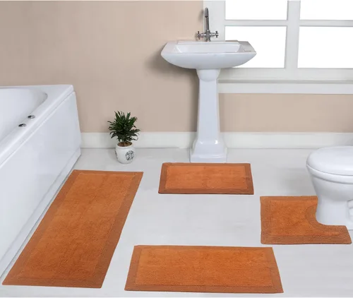 Vista 40 de Home Weavers Luxury Collection 100% Cotton Reversible Bathroom Rugs Set, Washable Rug, Soft Cotton Extra Soft and Absorbent Bath Rug, Kitchen Mat, 2