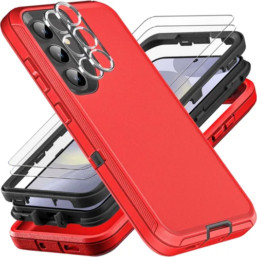 Vista 10 de YKHJKLEC Funda para Samsung Galaxy S24 Plus, grado militar 3 en 1, resistente a prueba de golpes, caídas y polvo, con 2 protectores de pantalla
