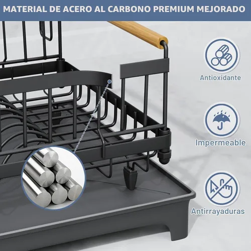 Vista 4 de Escurridor de platos para encimera de cocina con escurridor de platos