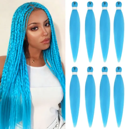 Vista 84 de 8 paquetes de extensiones preestiradas - 16 pulgadas de cabello trenzado premium, 55G/paquete, sin picazón, fijación en agua caliente, textura Perm