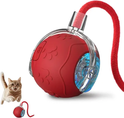 Vista 9 de Pelota de juguete interactiva para gatos, juguetes para gatos de interior, juguetes interactivos inteligentes autoenrollables para perros, bolas