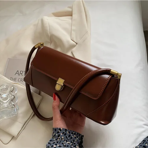 Vista 3 de Bolso de hombro para mujer, bolso de hombro de cuero, bolso cruzado para mujer, bolso retro clásico pequeño de cuero