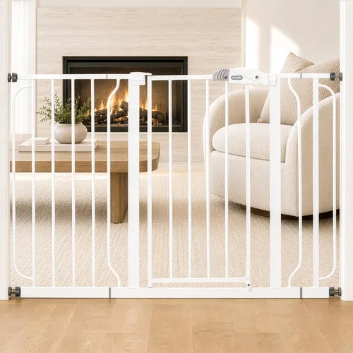 Vista 19 de Regalo Easy Step - Puerta para bebé extra alta con acceso, kit adicional, incluye kit de extensión de 4 pulgadas, kit de montaje a presión, ventosas
