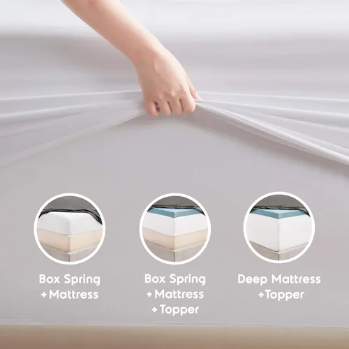 Vista 8 de Juego de sábanas Nestl para cama individual extra profundas - 4 piezas transpirables y refrescantes - Juego de ropa de cama de lujo estilo hotel