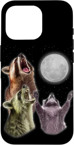 Vista 20 de Funda para iPhone 16 3 mapache luna aullando divertido mapache animal amante zoólogo