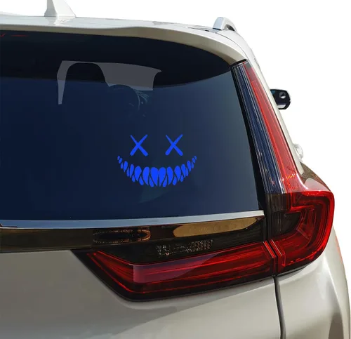 Vista 2 de Pegatina de demonio sonriente reflectante para coche, calcomanía troquelada divertida y genial para ventana de coche