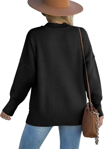Vista 4 de XIEERDUO Suéteres de punto de manga larga con cuello redondo para mujer, suéter de gran tamaño, moda de otoño 2023
