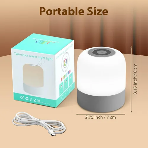 Vista 4 de Luz nocturna portátil para bebé, luz de huevo de 3 colores para guardería, luz nocturna recargable para niños, pequeña lámpara inalámbrica de mesa