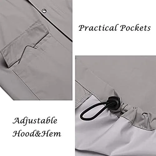 Vista 5 de COOFANDY Chaqueta impermeable para hombre con capucha, impermeable, ligera, activa, larga