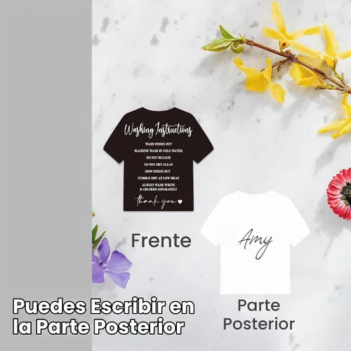 Vista 4 de 200 tarjetas de instrucciones de lavado, instrucciones de cuidado de limpieza de ropa, camiseta, inserción de instrucciones de dirección al cliente