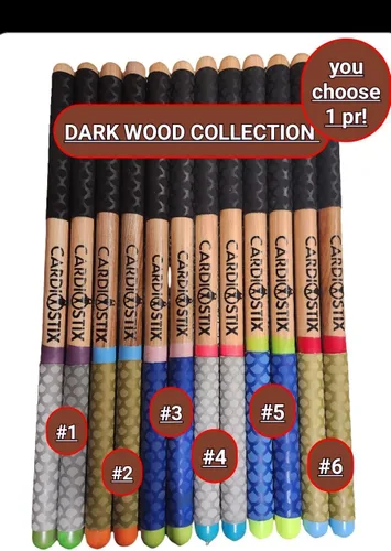 Vista 3 de CardioStix Baquetas de cardio de madera de nogal americano con peso de 4.5 onzas por juego (1 par) con empuñaduras negras Batería, fitness, clase