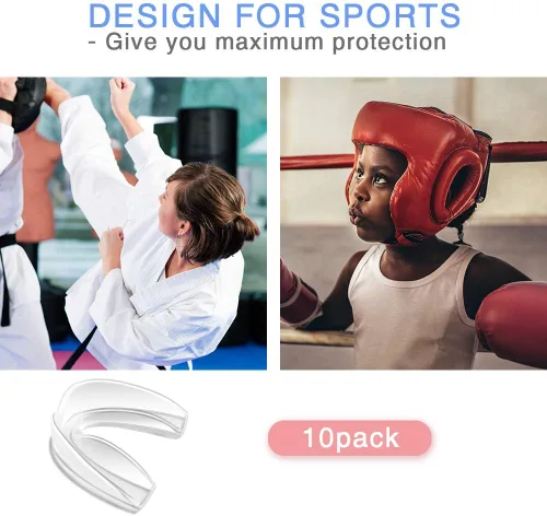 Vista 5 de Coolrunner Protector bucal deportivo, paquete de 10 protectores bucales atléticos Protector bucal profesional moldeable juvenil para máxima