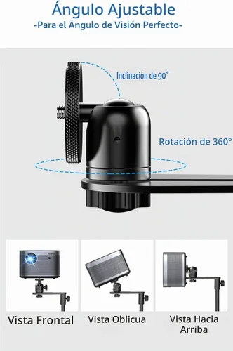 Vista 3 de Soporte de proyector de altura ajustable de 16 a 48 pulgadas, soporte de techo universal para proyector de rotación de 360 grados, compatible