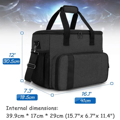 Vista 5 de CURMIO Carrying Case Compatible with PS5, PS4, PS4 Pro, Travel Bag for Game Console, Controller, Disks and Accessories, Black