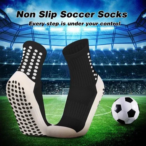 Vista 2 de Paquete de 8 calcetines de fútbol para hombre, antideslizantes, almohadillas de agarre antideslizantes para fútbol, baloncesto, deportes, calcetines