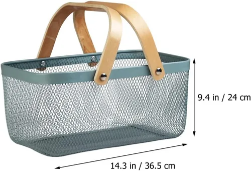 Vista 2 de STOBAZA Cesta de almacenamiento de estilo bohemio de hierro para artículos diversos, cestas de bushel ligeras y compactas