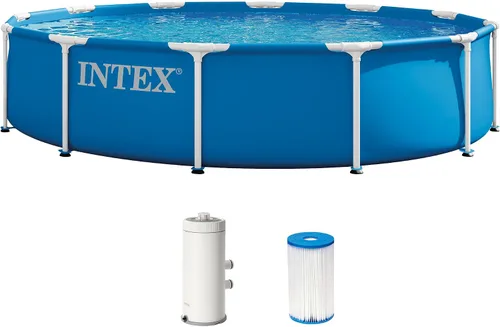 Vista 12 de INTEX 28201EH Juego de piscina sobre el suelo con marco de metal: 10 pies x 30 pulgadas - Incluye bomba de filtro de cartucho de 330 GPH