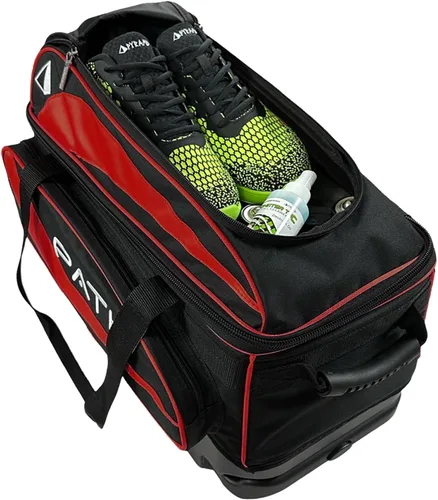 Vista 3 de Pyramid Path Premium Deluxe - Bolsa de bolos de doble rodillo de 2 bolas con gran compartimento separado para zapatos