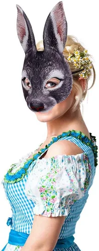 Vista 4 de Himine Máscara de conejo de media cara de EVA para fiesta de carnaval de Halloween