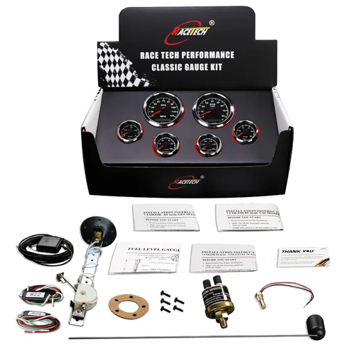 Vista 8 de RACETECH Juego de instrumentos de calibre 6 120 MPH 8000 RPM - esfera negra Negro