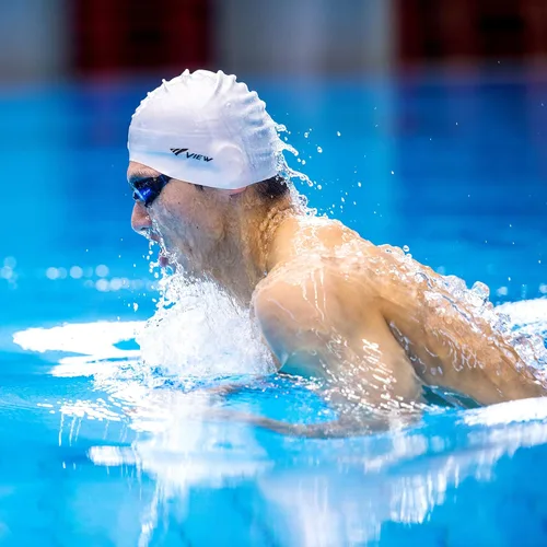 Vista 5 de Vista equipo de natación gorro de natación silicona goma, color negro Blanco