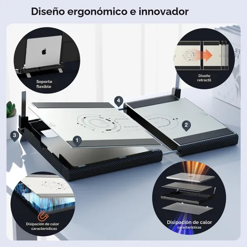 Vista 5 de Extensor de pantalla para laptop, extensor de monitor de laptop de 14" FHD 1080P, base estirable y pantalla desmontable, conectar y usar
