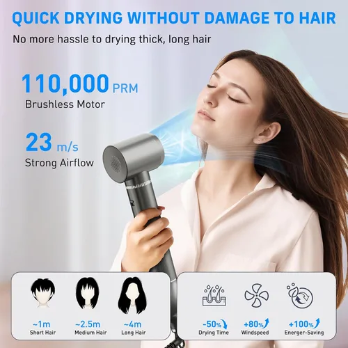 Vista 3 de Quico Juego de cepillos 5 en 1 para secador de pelo, cepillo giratorio para rizar, rizador de aire para cabello, moldeador de cabello de aire