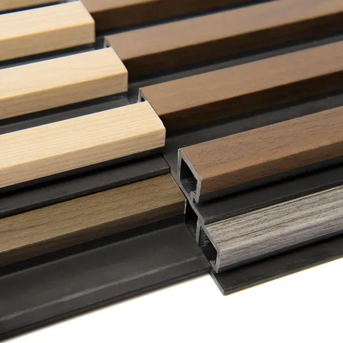 Vista 5 de Art3d Paquete de 4 paneles de pared de listones de madera WPC de 6 x 6 pulgadas para decoración de pared interior, paneles de pared acústicos