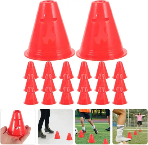 Vista 4 de ABOOFAN 20 conos pequeños de entrenamiento de agilidad para fútbol, fútbol, patinaje sobre ruedas, marcadores de plástico para taladros, carreras