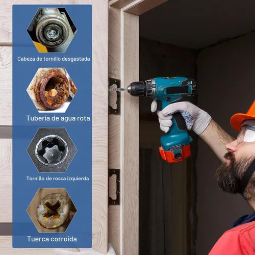 Vista 5 de MABLEVI Juego de Extractor de Tornillos Dañados, Extractor de Pernos Easy Out con Adaptador de Cambio Rápido para Quitar Fácilmente Pernos Rotos