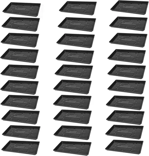 Vista 6 de SUNPACK Bandeja de inicio de semillas de plástico poco profunda de 10 x 20 pulgadas, color negro, 1 pulgada, sin agujeros de drenaje, ideal