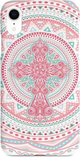 Vista 10 de Inspired Cases - Compatible with iPhone Xs Max Case - 3D Textured Protective Phone Case for Apple iPhone Xs Max - Ornate Cross - Coral and Mint