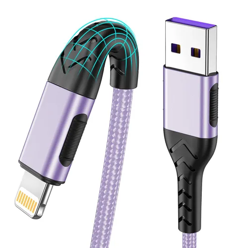 Vista 9 de Cargador de iPhone, [certificado Apple MFi] Paquete de 3 cables USB A de 1 pie para cable de carga rápida, cable de carga duradero de iPhone